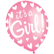 100 x 12" Printed Latex Balloons - "It's a Girl"